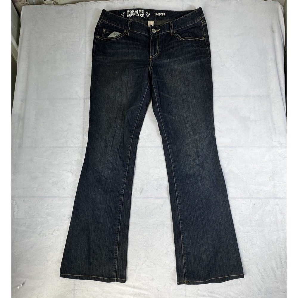 Mossimo Supply Co. Womens Bootcut Jeans Blue Denim Whisker Stretch 5 Pocket 11